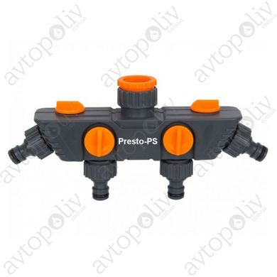 Кран кульовий Presto-PS на 4 виходи з внутрішнім різьбленням 1/2-3/4-1 дюйм (5010)