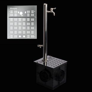Садовая колонка круглая декор. СФЕРА 50 мм. ТМ "Rivnyna" Light, 2 крана + дрен. модуль, решетка "Полоса"