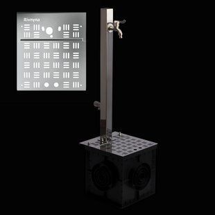Садовая колонка квадратная 50х50 мм. ТМ "Rivnyna" Light, 2 крана + дрен. модуль, решетка "Полоса"